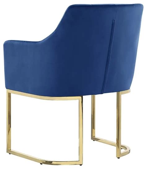 2023 furniture Lana Blue Tufted Velvet Arm Chair In Gold Best Master Furniture Exclusive at ...
