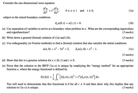 Solved Consider the one-dimensional wave equation lu 0 0, | Chegg.com