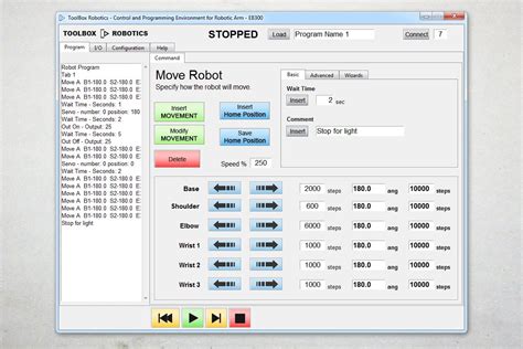 Control and programming environment for robotic arm