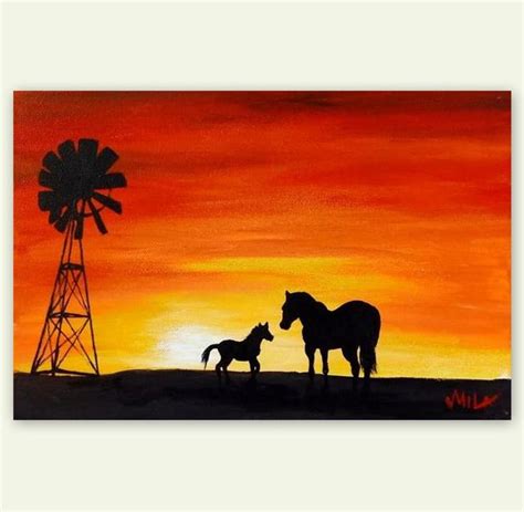 Landscape sunset acrylic painting - Original small canvas - Acrylic ...