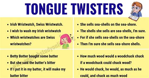 Tongue Twisters: 65 Popular Tongue Twisters to Improve Your Pronunciation - English Study Online