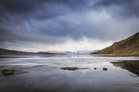 Winter Scene: Frozen Lake Tso Moriri, Ladakh, India Stock Image - Image ...