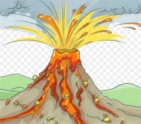 How To Draw A Volcano Easy Volcano Drawing Drawings Volcano Cartoon Images