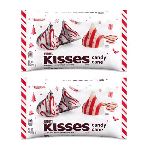 Buy Hershey Kisses Christmas Candy Cane Bulk 2 Pack of 9.5oz Bags of ...