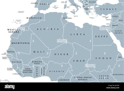 Labeled Political Map Of North Africa