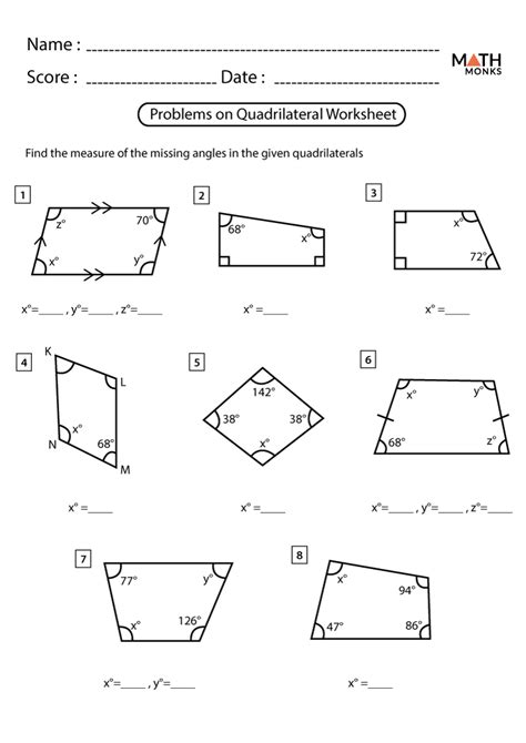 Area Of Quadrilaterals And Triangles Worksheets