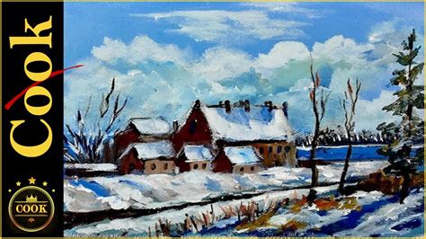 How to Paint a Winter Village in the Snow in Acrylics A Beginner's Guide to Paint Snow - YouTube