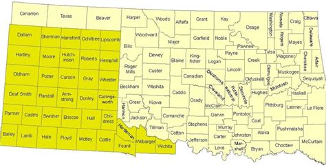 The study area and county names, with Oklahoma counties in light ...