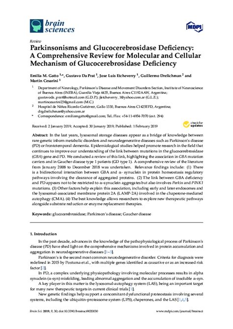 (PDF) Parkinsonisms and Glucocerebrosidase Deficiency: A Comprehensive Review for Molecular and ...