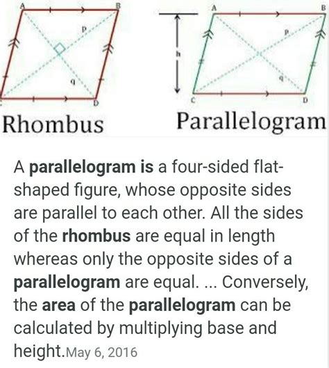 What Is The Difference Between A Rhombus And A Parallelogram