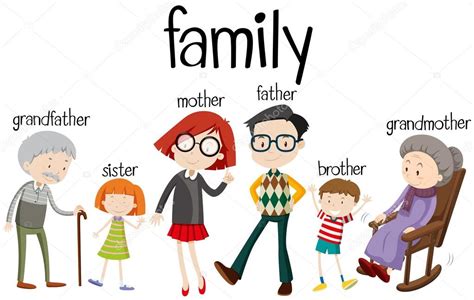 Family members with three generations — Stock Vector © blueringmedia #97942312