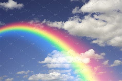 Blue sky with rainbows | Nature Stock Photos ~ Creative Market