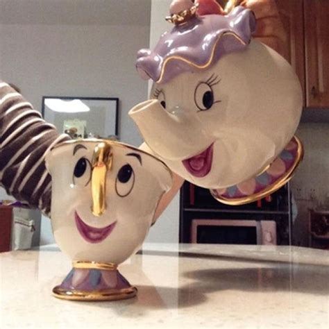 Cartoon Beauty And The Beast Teapot Mug Mrs Potts Chip Tea Pot Cup Set Cogsworth Porcelain Gift ...