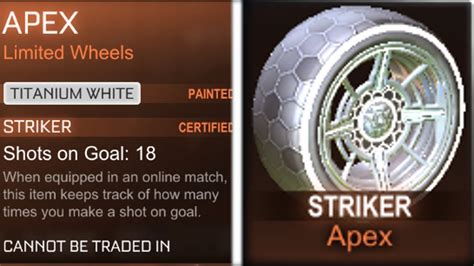 STRIKER WHITE APEX (RLCS REWARD) - LEGENDARY MOST VALUABLE WHEELS in ...