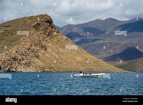 Tourist boat on Mohale Dam, Lesotho Stock Photo - Alamy