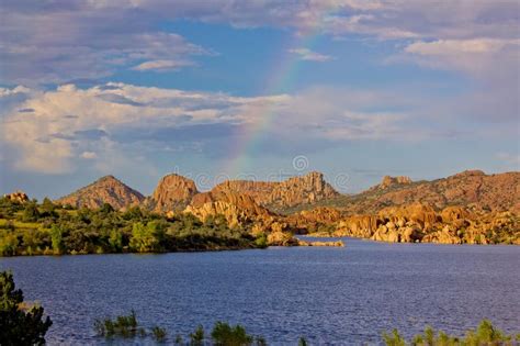 Watson Lake Sunset Rainbow stock photo. Image of lake - 44288064