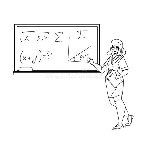 Math Education Lesson Teach Woman Teacher Vector Stock Vector ...