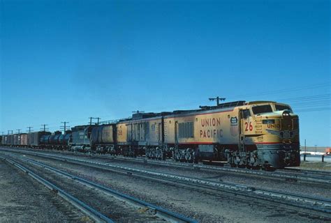 Union Pacific (UP) Gas Turbine Electric GTEL No. 26 and 26B with train ...