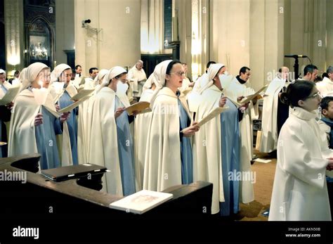 Paris France, Catholic Church Interior Christmas Mass with Religious ...