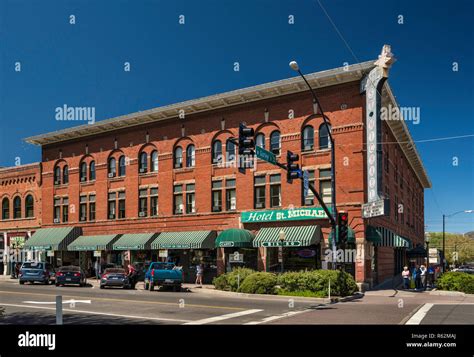 Historic Hotel St Michael, Whiskey Row at Courthouse Plaza in Prescott, Arizona, USA Stock Photo ...