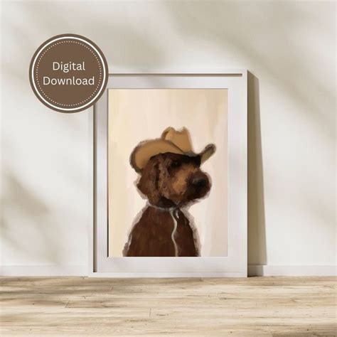 Dog Cowboy Hat Print - Etsy