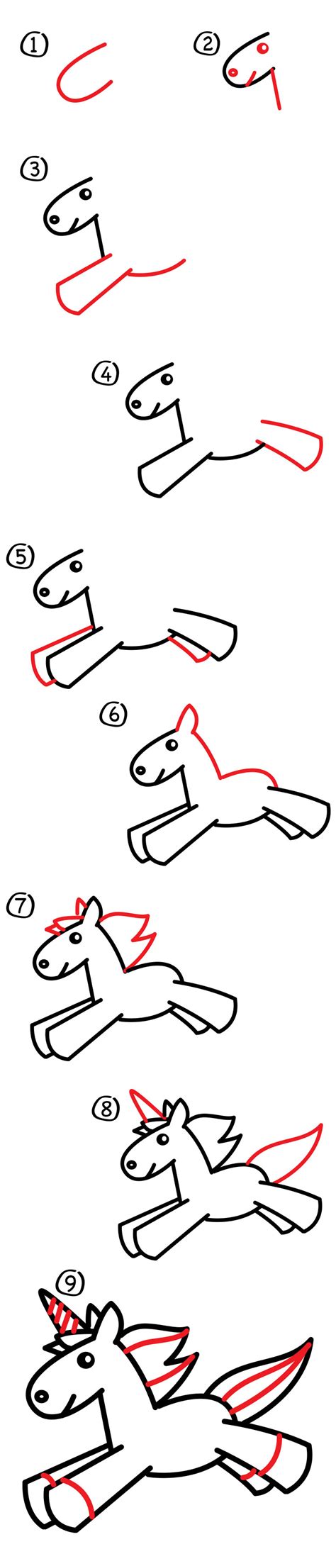 Step By Step Drawing Easy Unicorn - Rectangle Circle