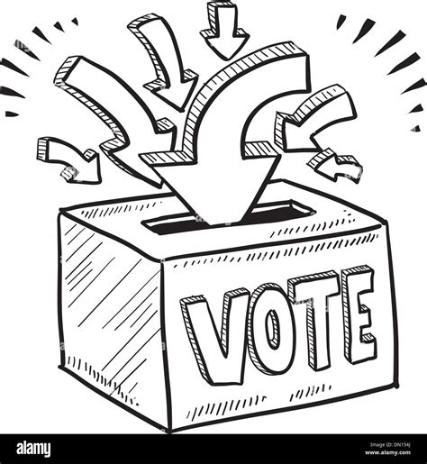 Ballot box vote sketch Stock Vector Art & Illustration, Vector Image ...