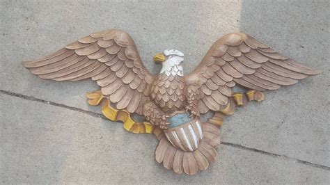 American Eagle Wall Plaque Syroco Inc. USA Vintage Classic Americana Spread Eagle & Shield Wall ...