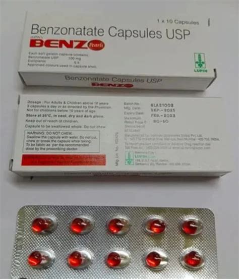 Benz Pearls Benzonatate 100 mg capsules, 1*10 at Rs 80/box in Nagpur | ID: 2848942201955