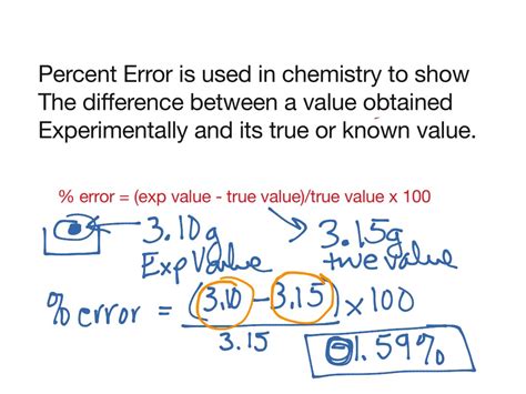 Percent Error chemistry | Science, Chemistry, Measurements and Calculations | ShowMe