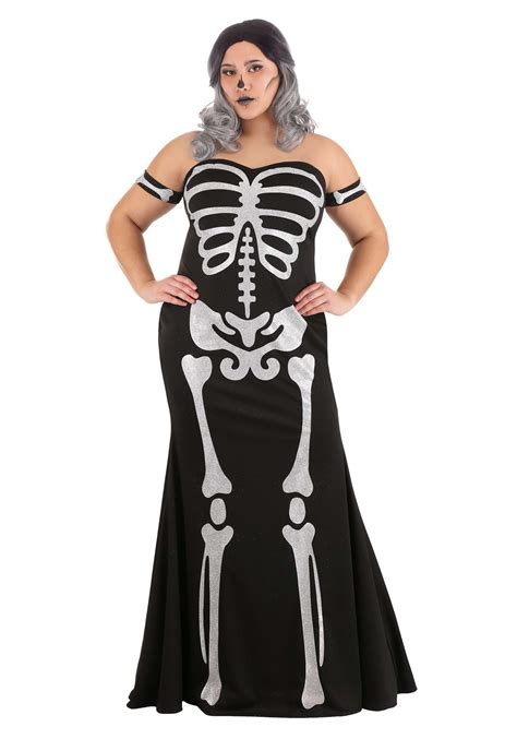 Plus Size Women's High Fashion Skeleton Costume