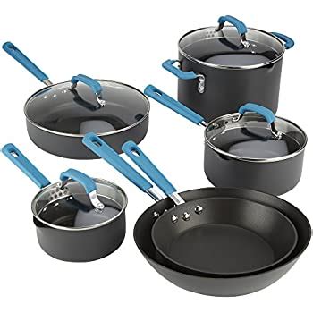Amazon.com: Emeril Lagasse 63047 Hard Anodized Dishwasher Safe Nonstick 10 Piece Pots and Pans ...