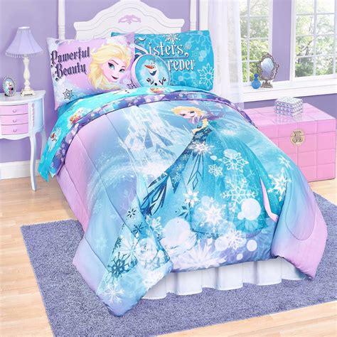 Disney Frozen Elsa Anna 6 Piece Twin Bed Set Reversible Purple Blue ...