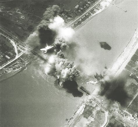 Vietnam: A U.S. Navy A-7E bombs the Hai Duong bridge in North Vietnam ...