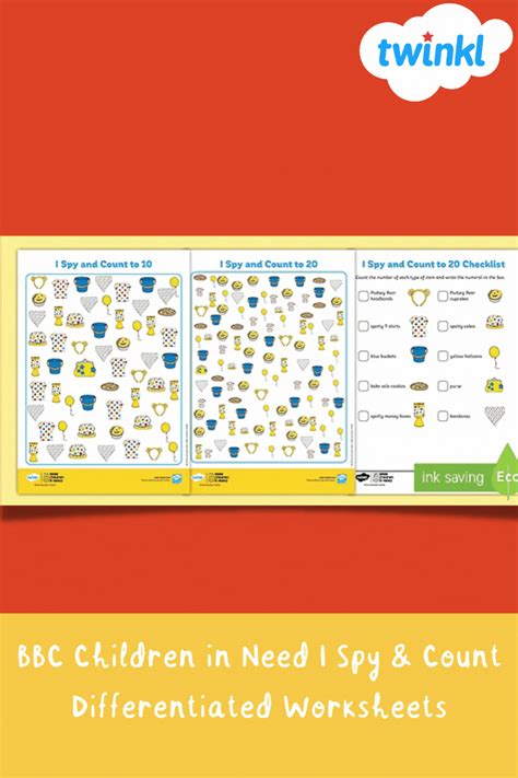 BBC Children in Need I Spy & Count Differentiated Worksheets | Children in need, Math activities ...
