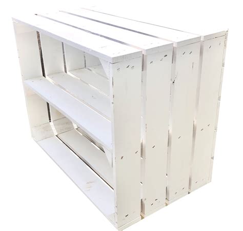 1 x White Painted Crate with LONG WHITE shelf - Wooden Apple Crates ...