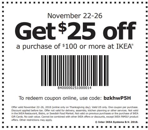 Ikea Coupon Promotion: Get $25 Off $100+ Purchase (Nov. 22)