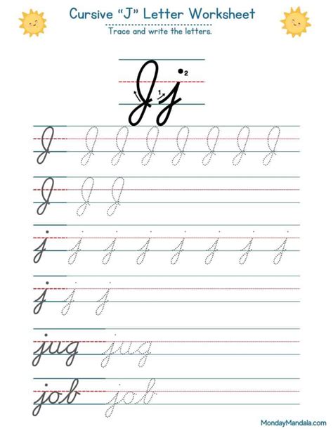 10 Cursive J Worksheets (Free Letter Writing Printables)