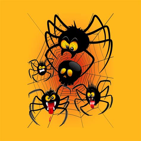 Halloween Spiders Cartoon - Halloween Spiders Cartoon - T-Shirt | TeePublic