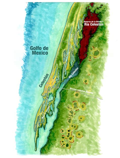 Map of Celestún and the Celestún Biosphere Reserve