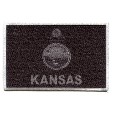 Kansas Patch State Flag Grayscale Embroidered Iron On – Patch Collection