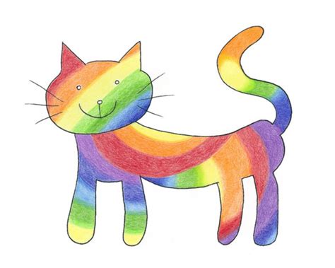 Rainbow Cat Art Print - Etsy