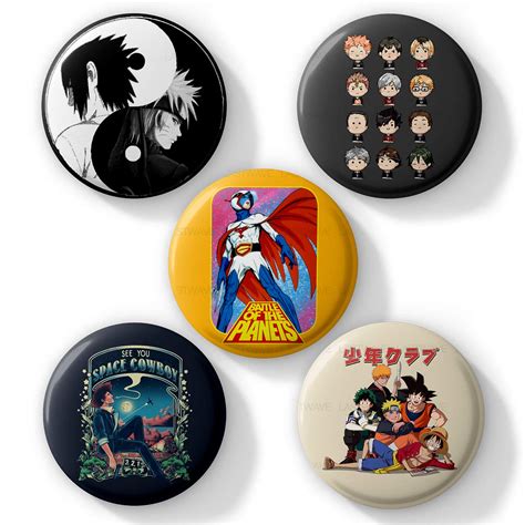 Buy Lastwave Anime Collection, Design 1, Pin Badge for Bag (Pack of 5, 44 mm) Online at Low ...