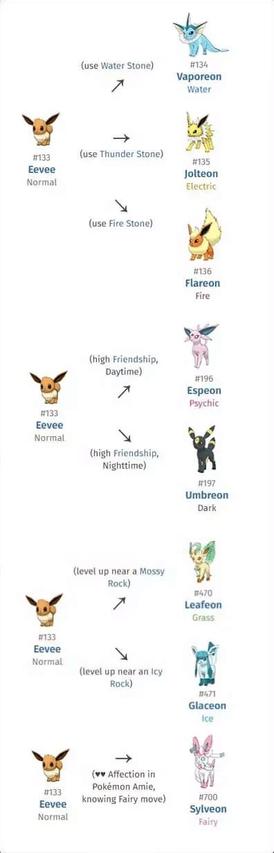 Pokemon Evolution Chart Eevee