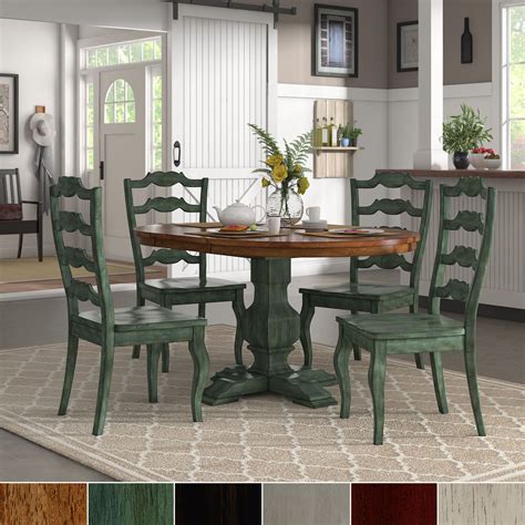 Eleanor Sage Green Extending Oval Wood Table French Back 5-piece Dining Set by iNSPIRE Q Classic ...