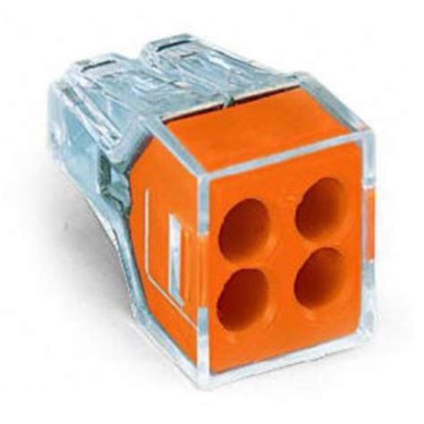 WAGO 773 Series 4 Conductor Push Wire Connector for cable up to 2.5mm2 24A Orange/Clear 100x Pieces