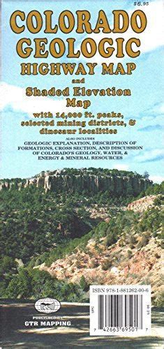 Colorado Geologic Highway Map and Shaded Elevation Map with 14,000 Foot ...