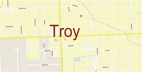 Troy Area, Michigan US PDF Vector Map Accurate High Detailed City Plan editable AdobePDF Street ...