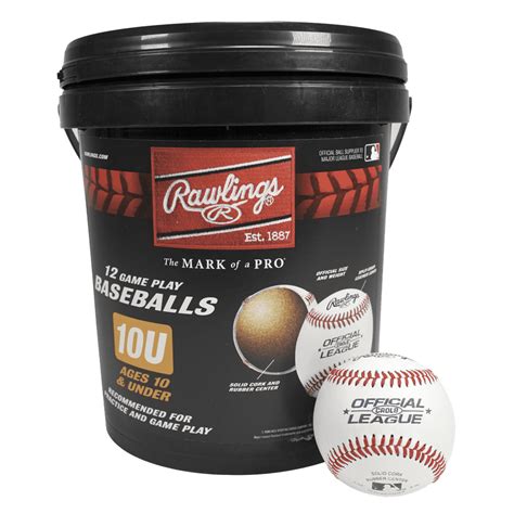 (12 Pack) Rawlings Bucket of 10U Official League CROLB Practice Youth ...