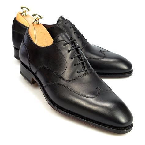 Handmade men black leather shoes, men dress shoes, wingtip oxford shoe ...